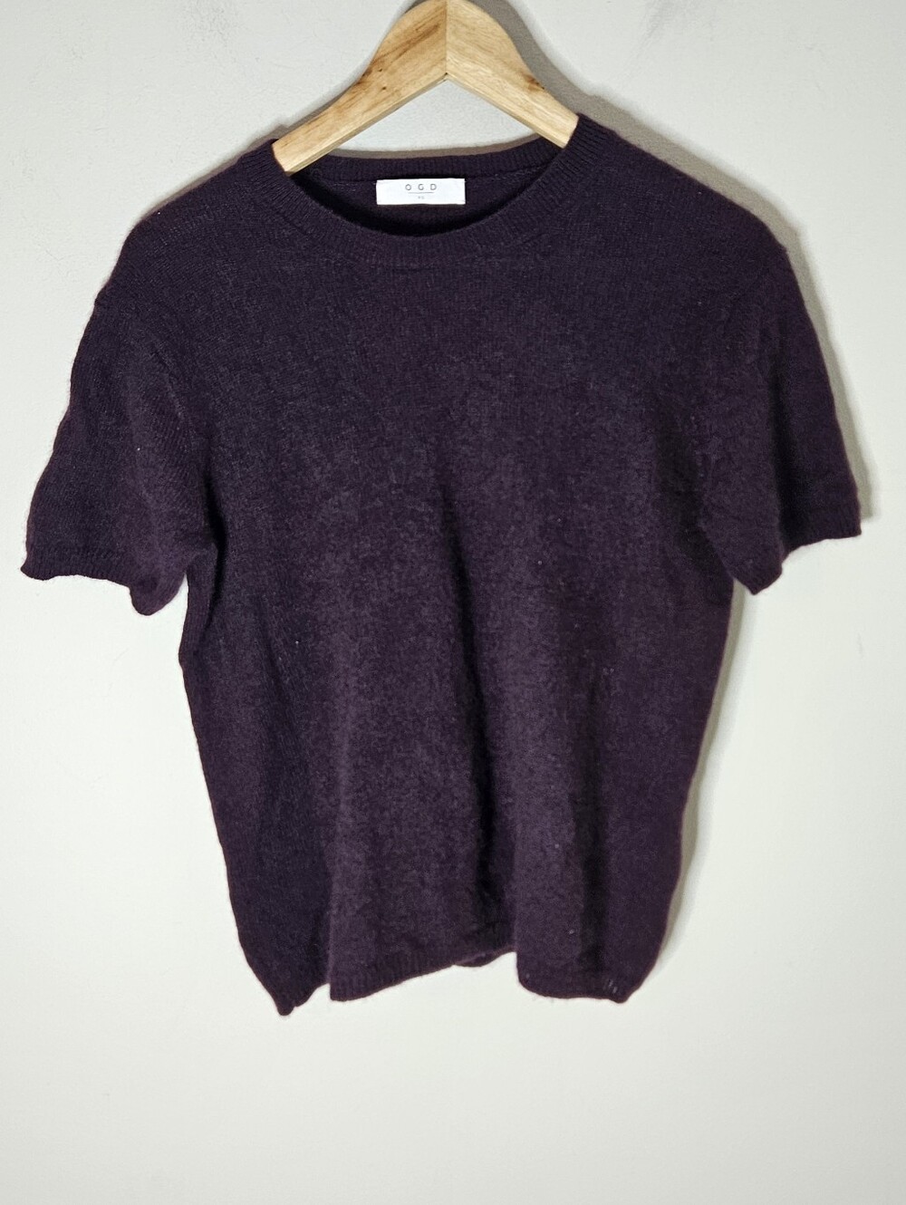 OGD One Grey Day Serafina Cashmere Tee Shirt Burgundy Wine Purple Maroon XS